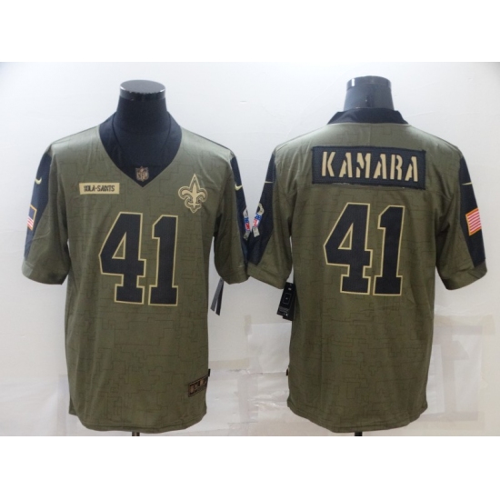 Men's New Orleans Saints 41 Alvin Kamara Nike Olive 2021 Salute To Service Limited Player Jersey