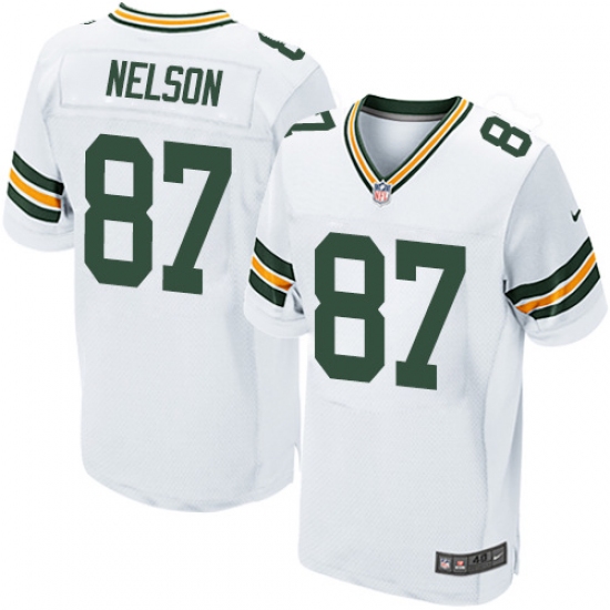Men's Nike Green Bay Packers 87 Jordy Nelson Elite White NFL Jersey