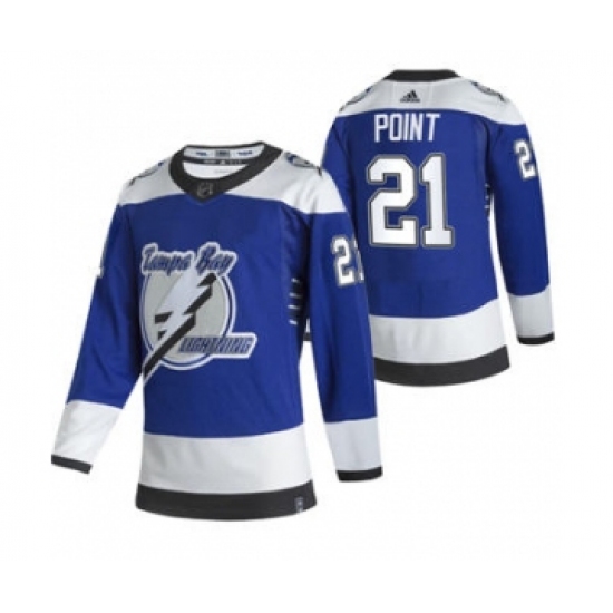 Men's Tampa Bay Lightning 21 Brayden Point Blue 2020-21 Reverse Retro Alternate Hockey Jersey