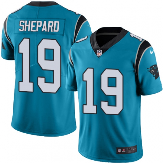 Men's Nike Carolina Panthers 19 Russell Shepard Blue Alternate Vapor Untouchable Limited Player NFL Jersey