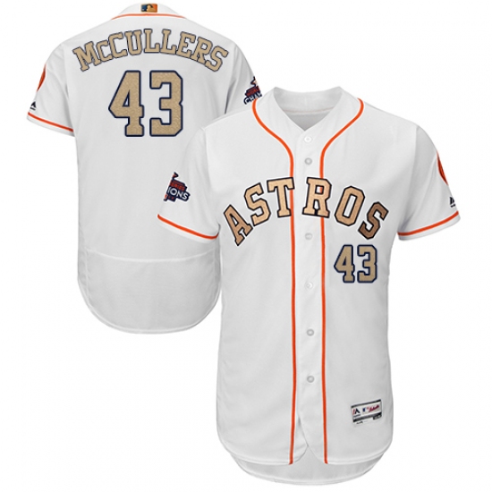 Men's Majestic Houston Astros 43 Lance McCullers White 2018 Gold Program Flex Base Authentic Collection MLB Jersey