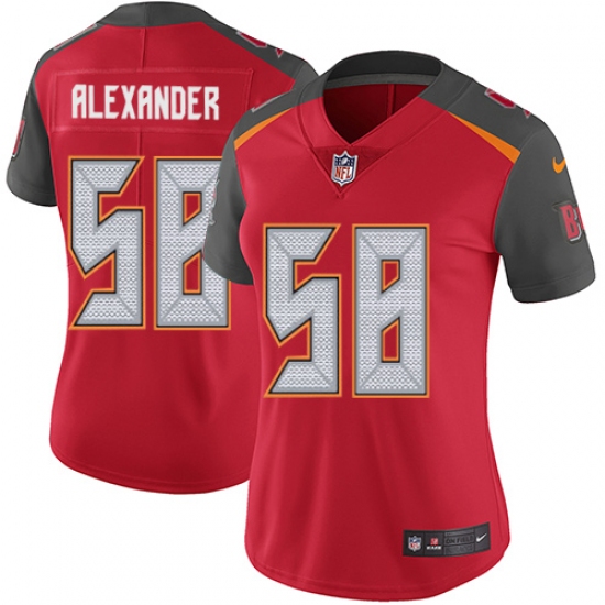 Women's Nike Tampa Bay Buccaneers 58 Kwon Alexander Red Team Color Vapor Untouchable Limited Player NFL Jersey