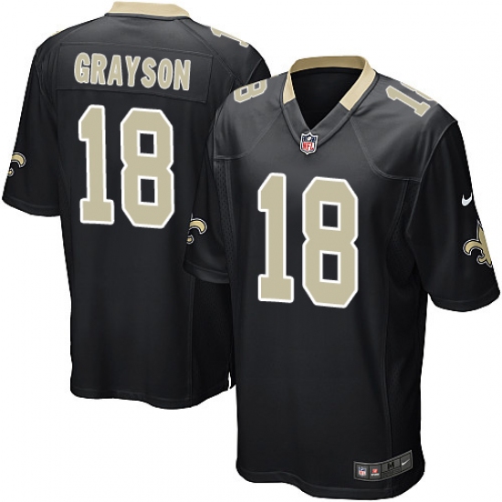 Men's Nike New Orleans Saints 18 Garrett Grayson Game Black Team Color NFL Jersey