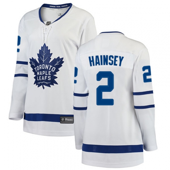 Women's Toronto Maple Leafs 2 Ron Hainsey Authentic White Away Fanatics Branded Breakaway NHL Jersey