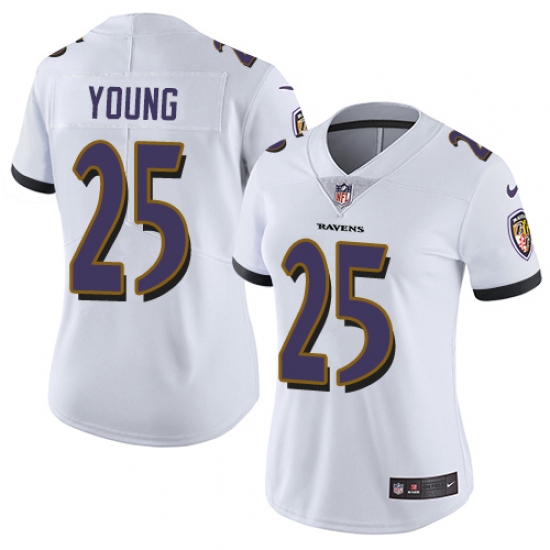 Women's Nike Baltimore Ravens 25 Tavon Young White Vapor Untouchable Limited Player NFL Jersey