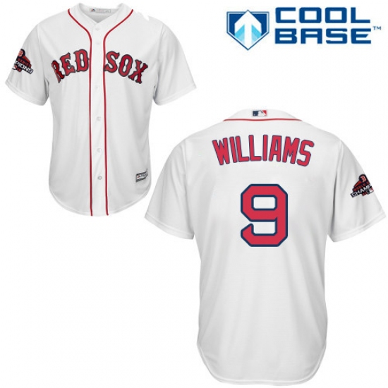 Youth Majestic Boston Red Sox 9 Ted Williams Authentic White Home Cool Base 2018 World Series Champions MLB Jersey