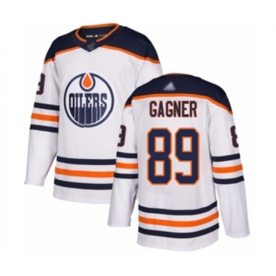 Men's Edmonton Oilers 89 Sam Gagner Authentic White Away Hockey Jersey