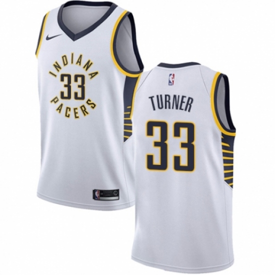 Men's Nike Indiana Pacers 33 Myles Turner Authentic White NBA Jersey - Association Edition