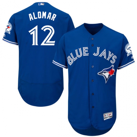 Men's Majestic Toronto Blue Jays 12 Roberto Alomar Blue Alternate Flex Base Authentic Collection MLB Jersey