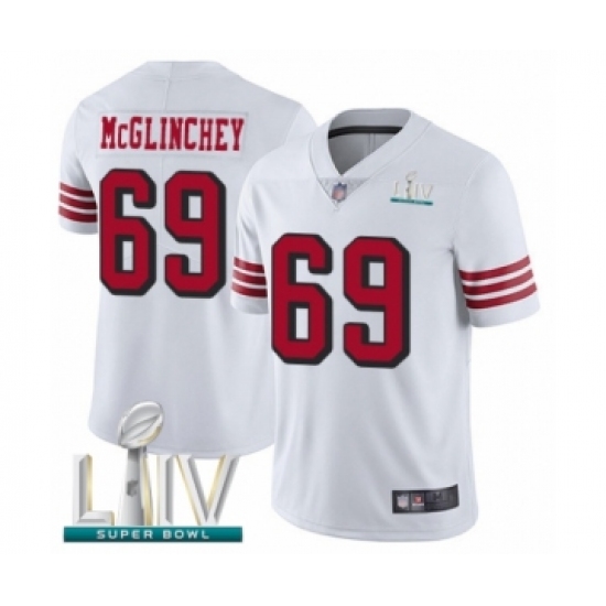 Youth San Francisco 49ers 69 Mike McGlinchey Limited White Rush Vapor Untouchable Super Bowl LIV Bound Football Jersey