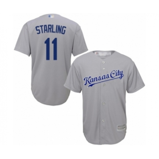 Youth Kansas City Royals 11 Bubba Starling Authentic Grey Road Cool Base Baseball Player Jersey