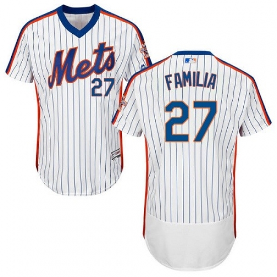 Men's Majestic New York Mets 27 Jeurys Familia White Alternate Flex Base Authentic Collection MLB Jersey