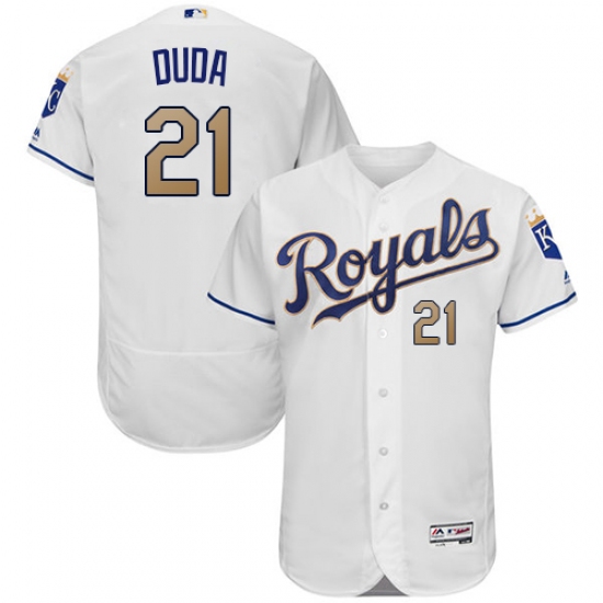 Men's Majestic Kansas City Royals 21 Lucas Duda White Flexbase Authentic Collection MLB Jersey