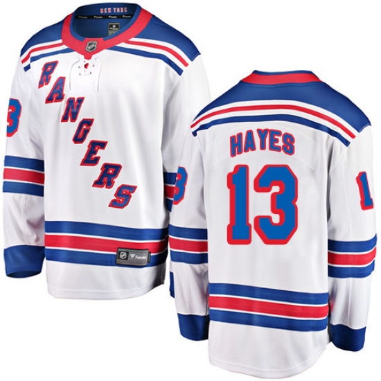 Men's New York Rangers 13 Kevin Hayes Fanatics Branded White Away Breakaway NHL Jersey