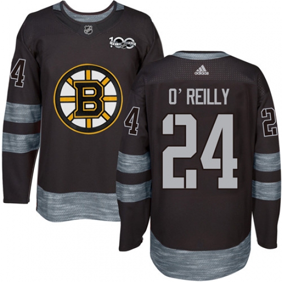 Men's Adidas Boston Bruins 24 Terry O'Reilly Authentic Black 1917-2017 100th Anniversary NHL Jersey