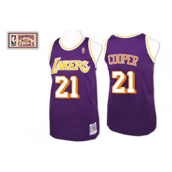 Men's Mitchell and Ness Los Angeles Lakers 21 Michael Cooper Swingman Purple Throwback NBA Jersey