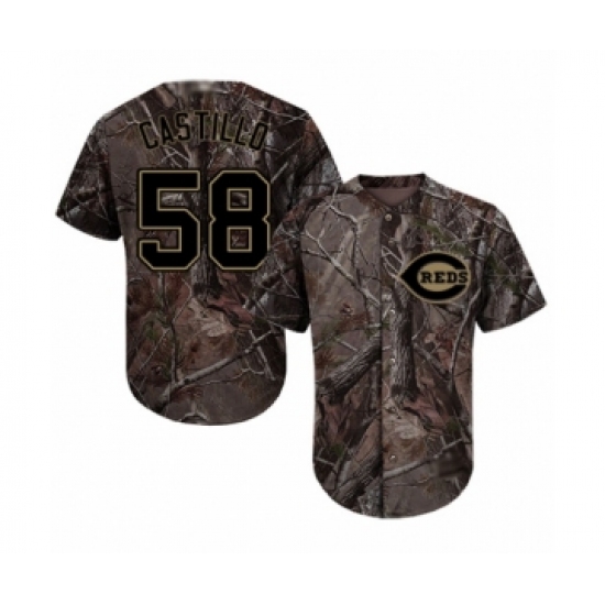 Youth Cincinnati Reds 58 Luis Castillo Authentic Camo Realtree Collection Flex Base Baseball Jersey