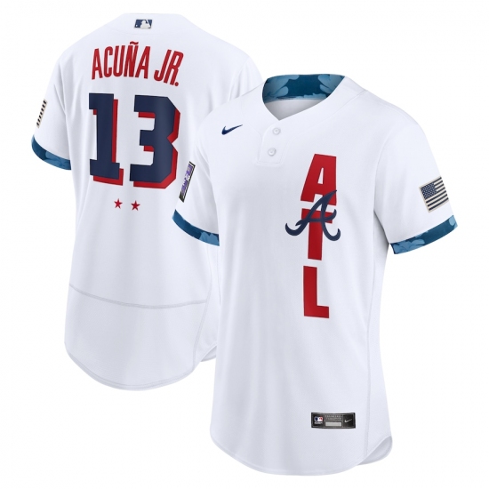 Men's Atlanta Braves 13 Ronald Acu?a Jr. Nike White 2021 MLB All-Star Game Authentic Player Jersey