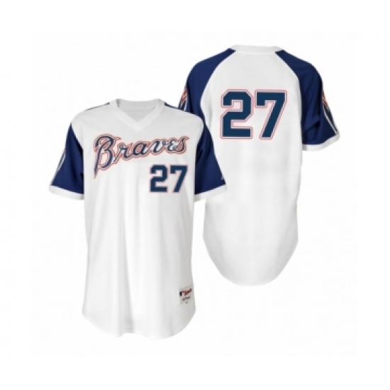 Men's Fred McGriff 27 Braves White 1974 Turn Back the Clock Authentic Jersey