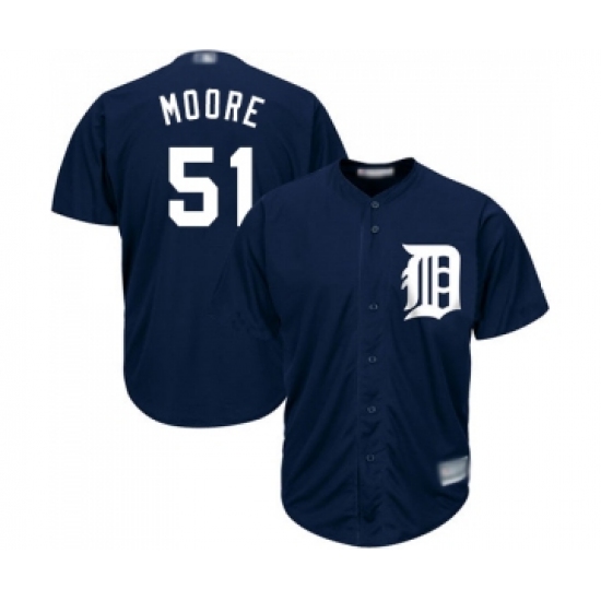 Men's Detroit Tigers 51 Matt Moore Replica Navy Blue Alternate Cool Base Baseball Jersey