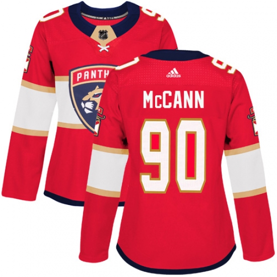 Women's Adidas Florida Panthers 90 Jared McCann Authentic Red Home NHL Jersey