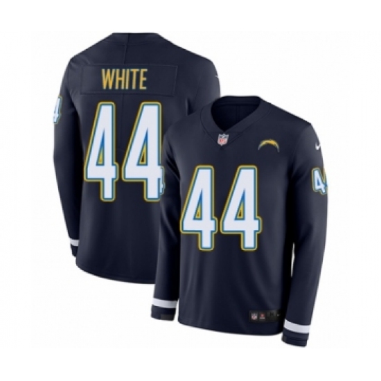 Youth Nike Los Angeles Chargers 44 Kyzir White Limited Navy Blue Therma Long Sleeve NFL Jersey