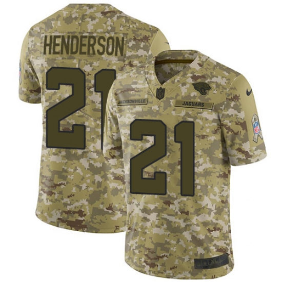 Youth Jacksonville Jaguars 21 C.J. Henderson Camo Stitched Limited 2018 Salute To Service Jersey