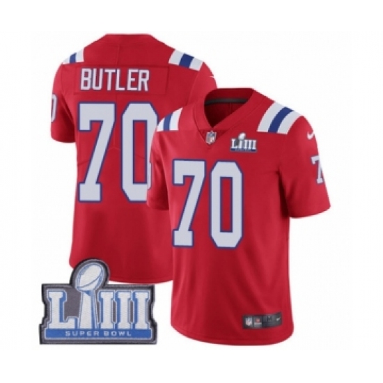 Men's Nike New England Patriots 70 Adam Butler Red Alternate Vapor Untouchable Limited Player Super Bowl LIII Bound NFL Jersey