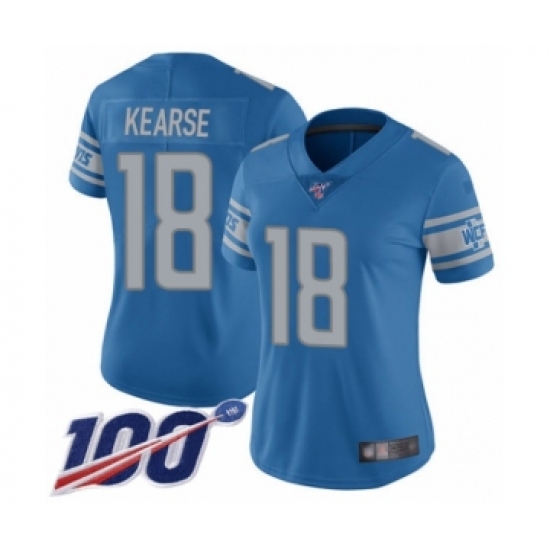 Women's Detroit Lions 18 Jermaine Kearse Blue Team Color Vapor Untouchable Limited Player 100th Season Football Jersey