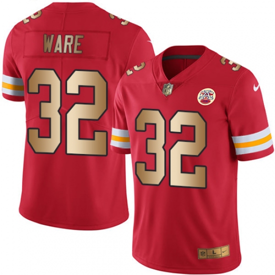 Men's Nike Kansas City Chiefs 32 Spencer Ware Limited Red/Gold Rush NFL Jersey