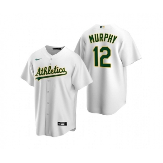 Men's Oakland Athletics 12 Sean Murphy White Cool Base Stitched Jersey