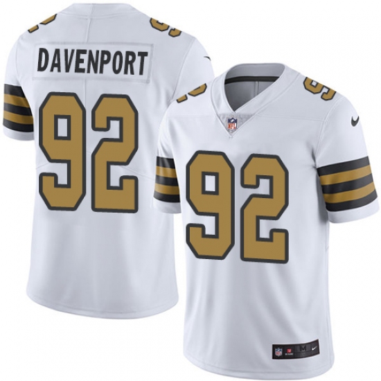 Nike New Orleans Saints 92 Marcus Davenport White Men's Stitched NFL Limited Rush Jersey