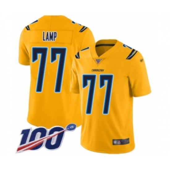 Youth Los Angeles Chargers 77 Forrest Lamp Limited Gold Inverted Legend 100th Season Football Jersey