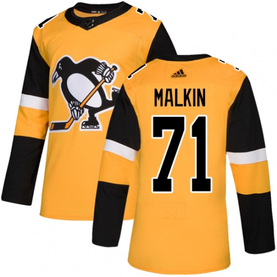 Youth Adidas Pittsburgh Penguins 71 Evgeni Malkin Authentic Gold Alternate NHL Jersey