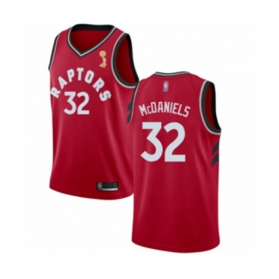 Youth Toronto Raptors 32 KJ McDaniels Swingman Red 2019 Basketball Finals Champions Jersey - Icon Edition