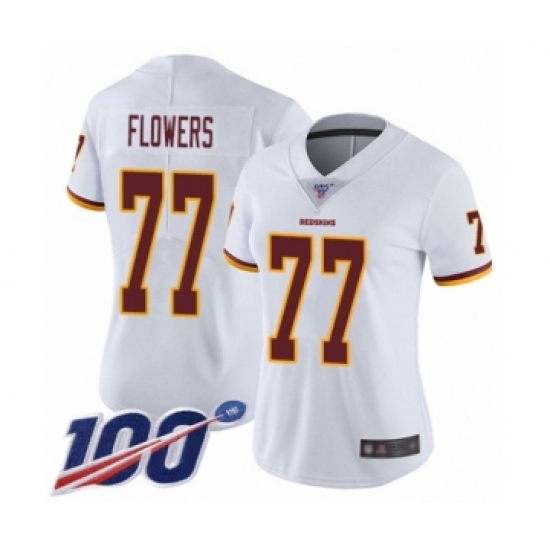 Women's Washington Redskins 77 Ereck Flowers White Vapor Untouchable Limited Player 100th Season Football Jersey