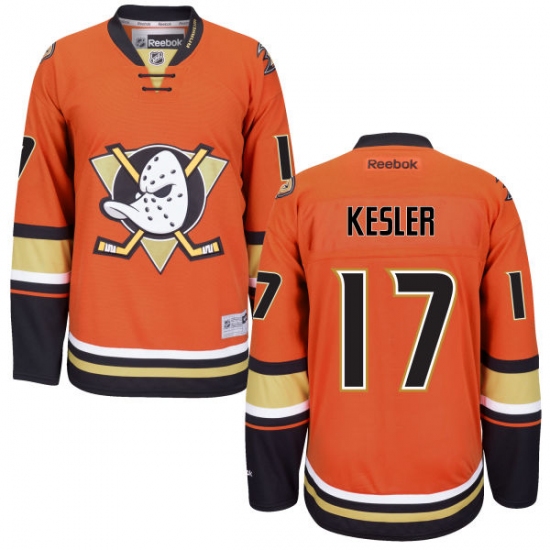 Men's Reebok Anaheim Ducks 17 Ryan Kesler Premier Orange Third NHL Jersey