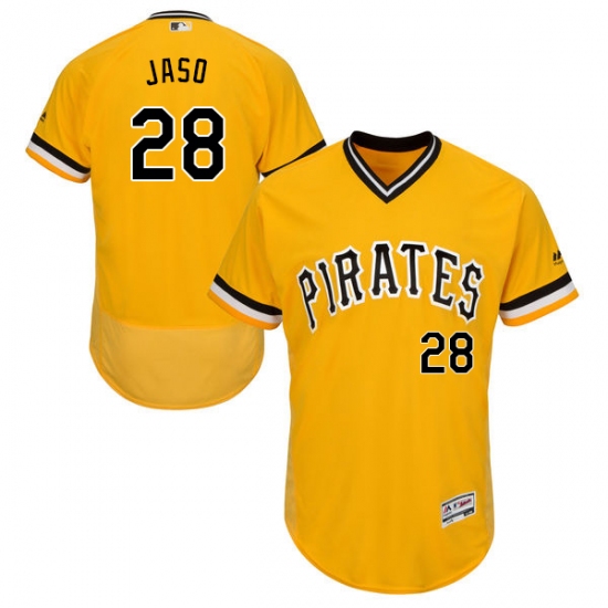 Men's Majestic Pittsburgh Pirates 28 John Jaso Gold Alternate Flex Base Authentic Collection MLB Jersey