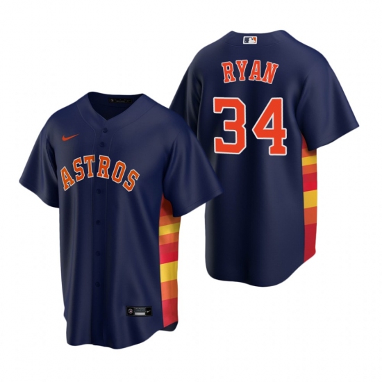 Men's Nike Houston Astros 34 Nolan Ryan Navy Alternate Stitched Baseball Jersey