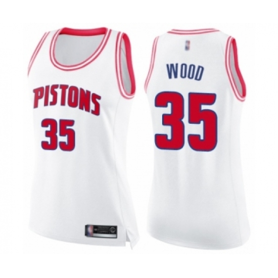 Women's Detroit Pistons 35 Christian Wood Swingman White Pink Fashion Basketball Jersey