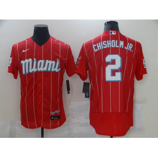 Men's Nike Miami Marlins 2 Jazz Chisholm Red 2021 City Connect Replica Jersey