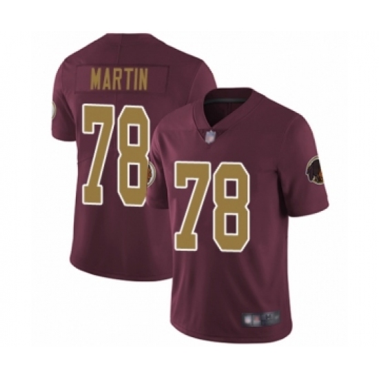 Men's Washington Redskins 78 Wes Martin Burgundy Red Gold Number Alternate 80TH Anniversary Vapor Untouchable Limited Player Football Jersey