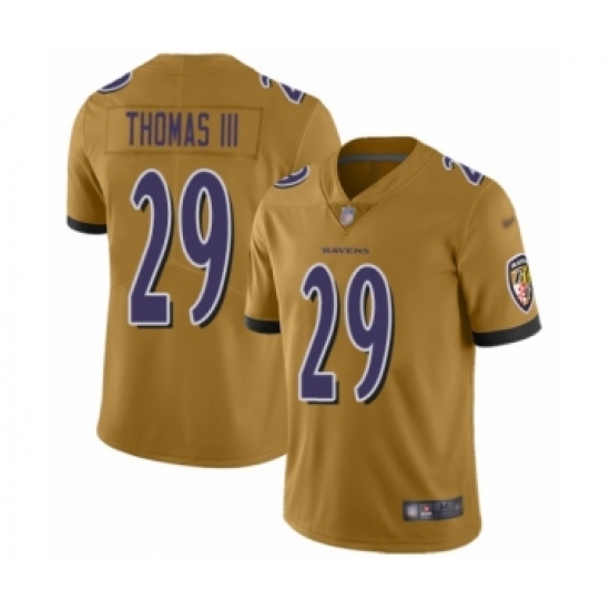 Youth Baltimore Ravens 29 Earl Thomas III Limited Gold Inverted Legend Football Jersey