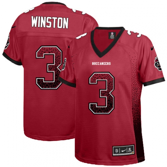 Women's Nike Tampa Bay Buccaneers 3 Jameis Winston Elite Red Drift Fashion NFL Jersey