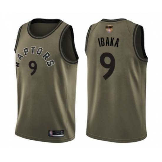 Youth Toronto Raptors 9 Serge Ibaka Swingman Green Salute to Service 2019 Basketball Finals Bound Jersey