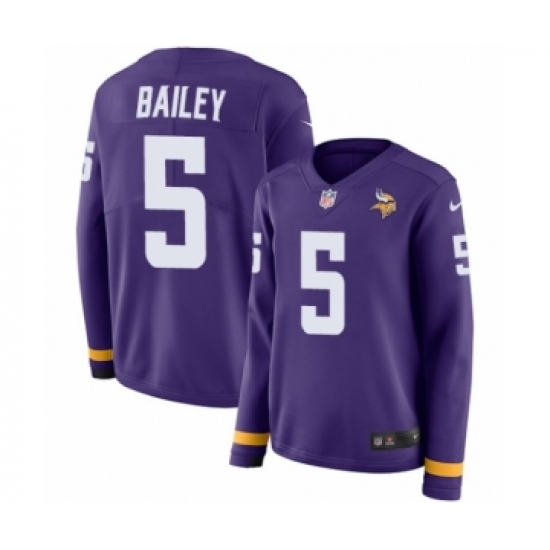 Women's Nike Minnesota Vikings 5 Dan Bailey Limited Purple Therma Long Sleeve NFL Jersey