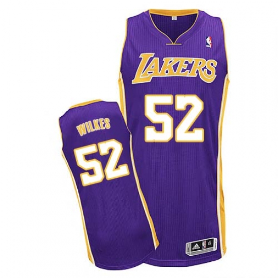 Men's Adidas Los Angeles Lakers 52 Jamaal Wilkes Authentic Purple Road NBA Jersey