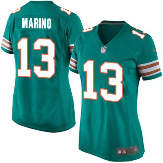 Women's Nike Miami Dolphins 13 Dan Marino Game Aqua Green Alternate NFL Jersey