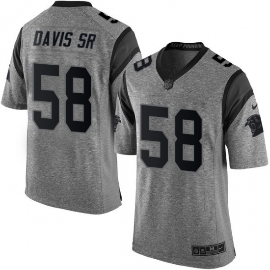 Men's Nike Carolina Panthers 58 Thomas Davis Limited Gray Gridiron NFL Jersey