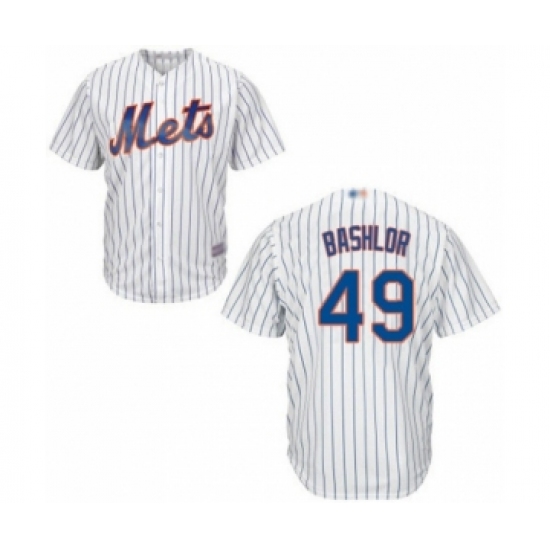 Youth New York Mets 49 Tyler Bashlor Authentic White Home Cool Base Baseball Player Jersey